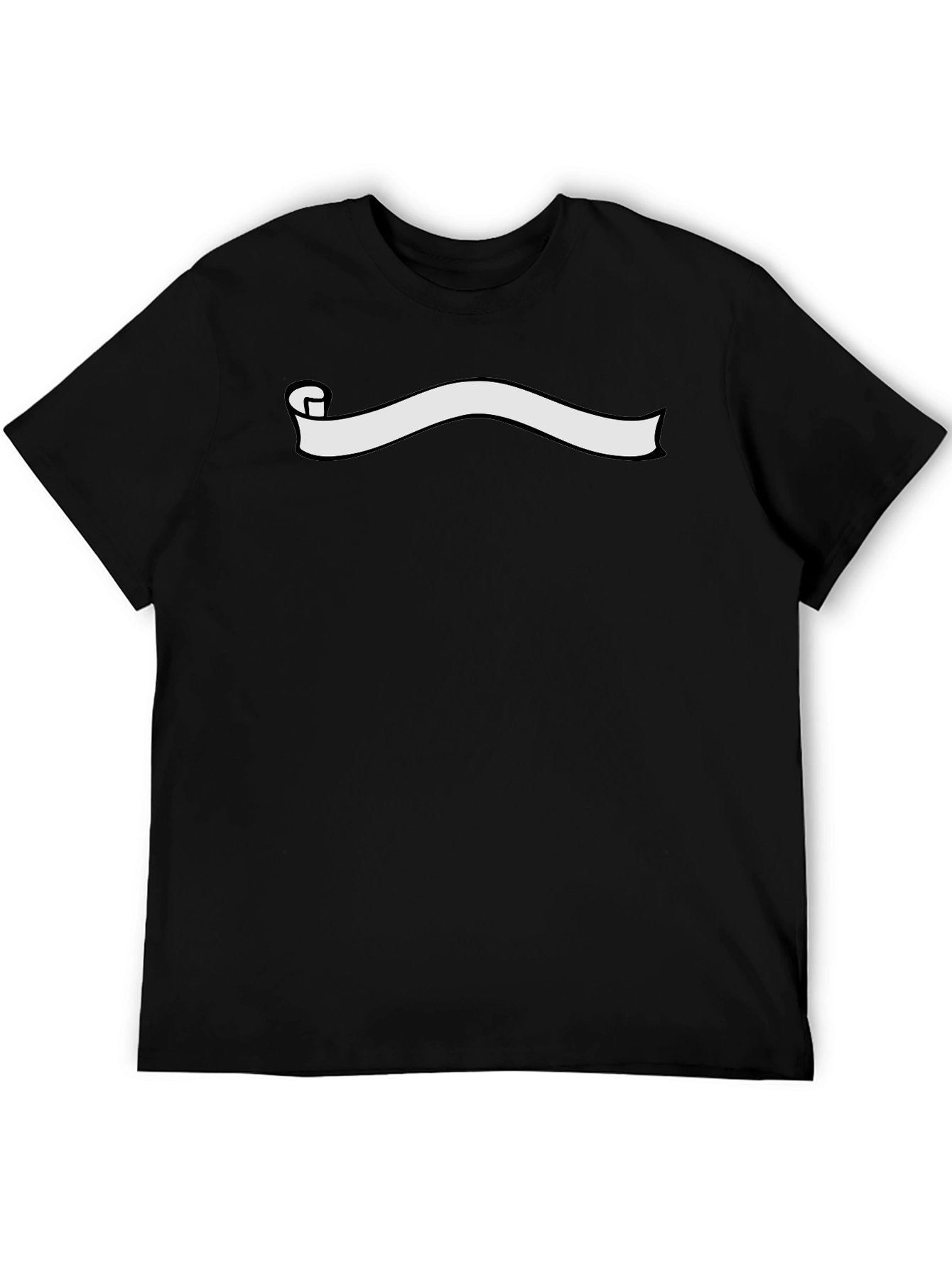 Mens Black Graphic Tee - Ribbon Scroll Design
