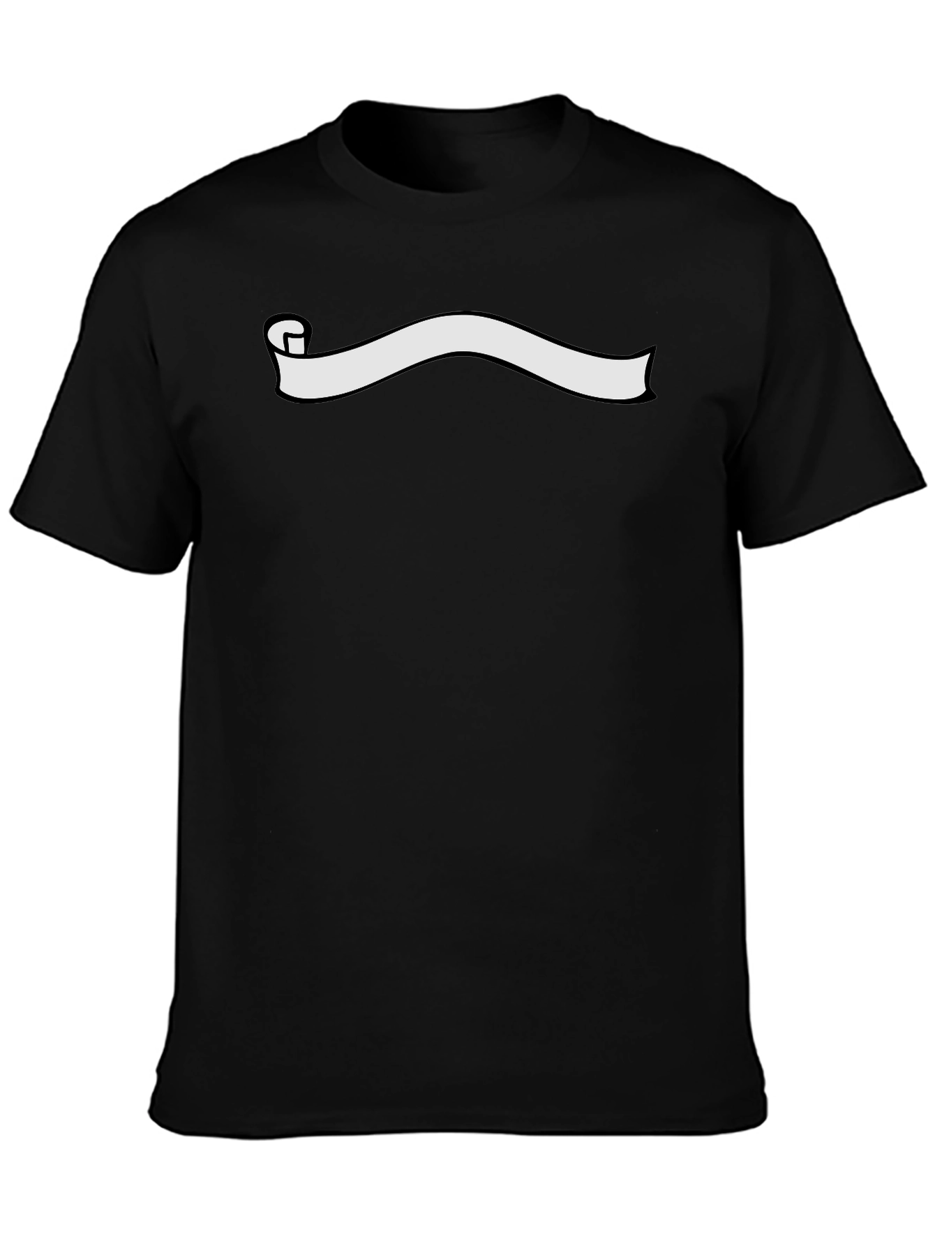 Mens Black Graphic Tee - Ribbon Scroll Design