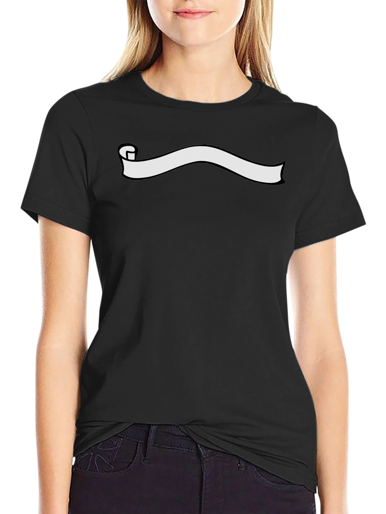 Mens Black Graphic Tee - Ribbon Scroll Design