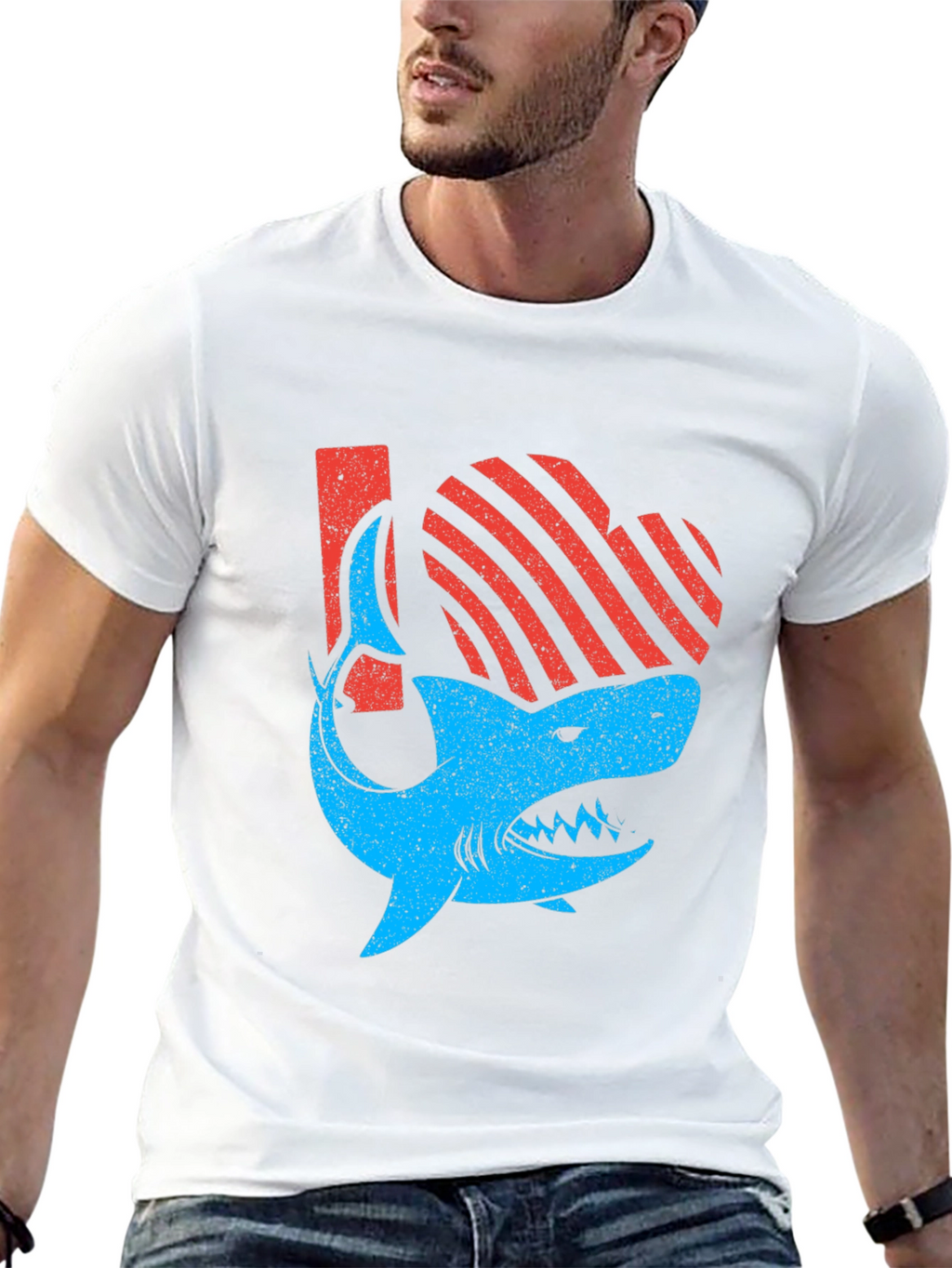Shark Love Graphic Tee - Distressed Print