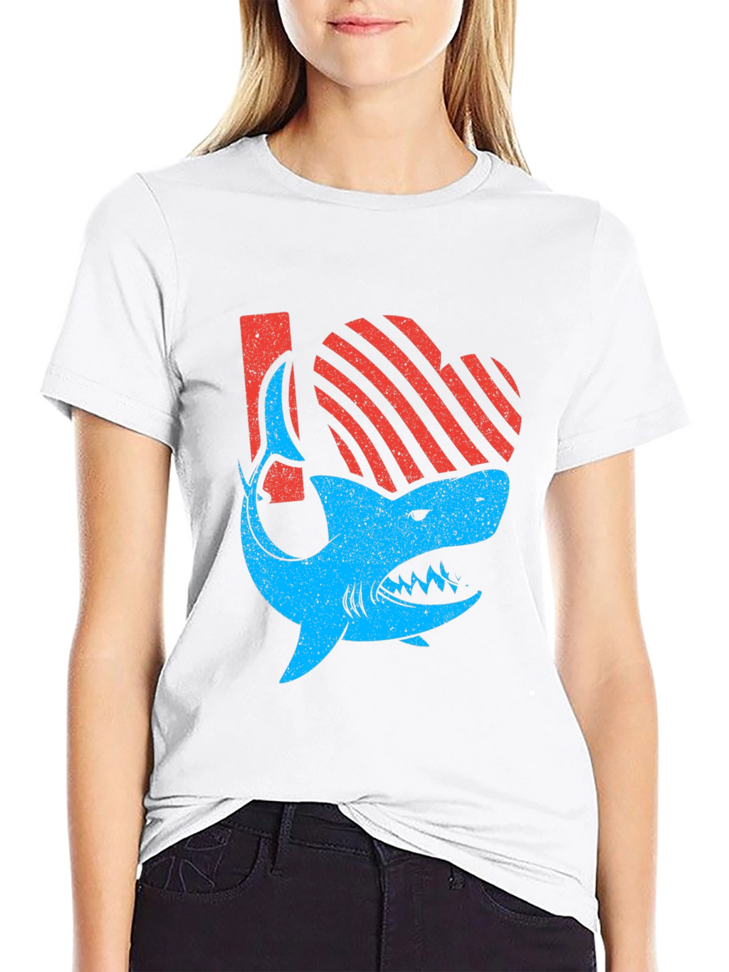Shark Love Graphic Tee - Distressed Print