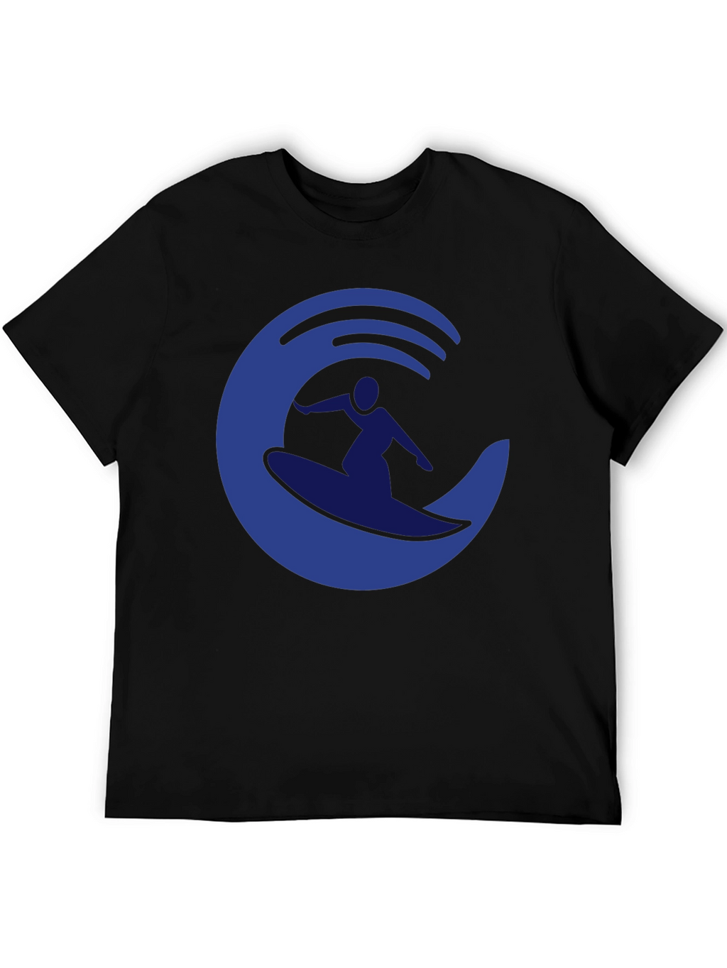 Surfer Wave Graphic Tee - Casual Black T-Shirt