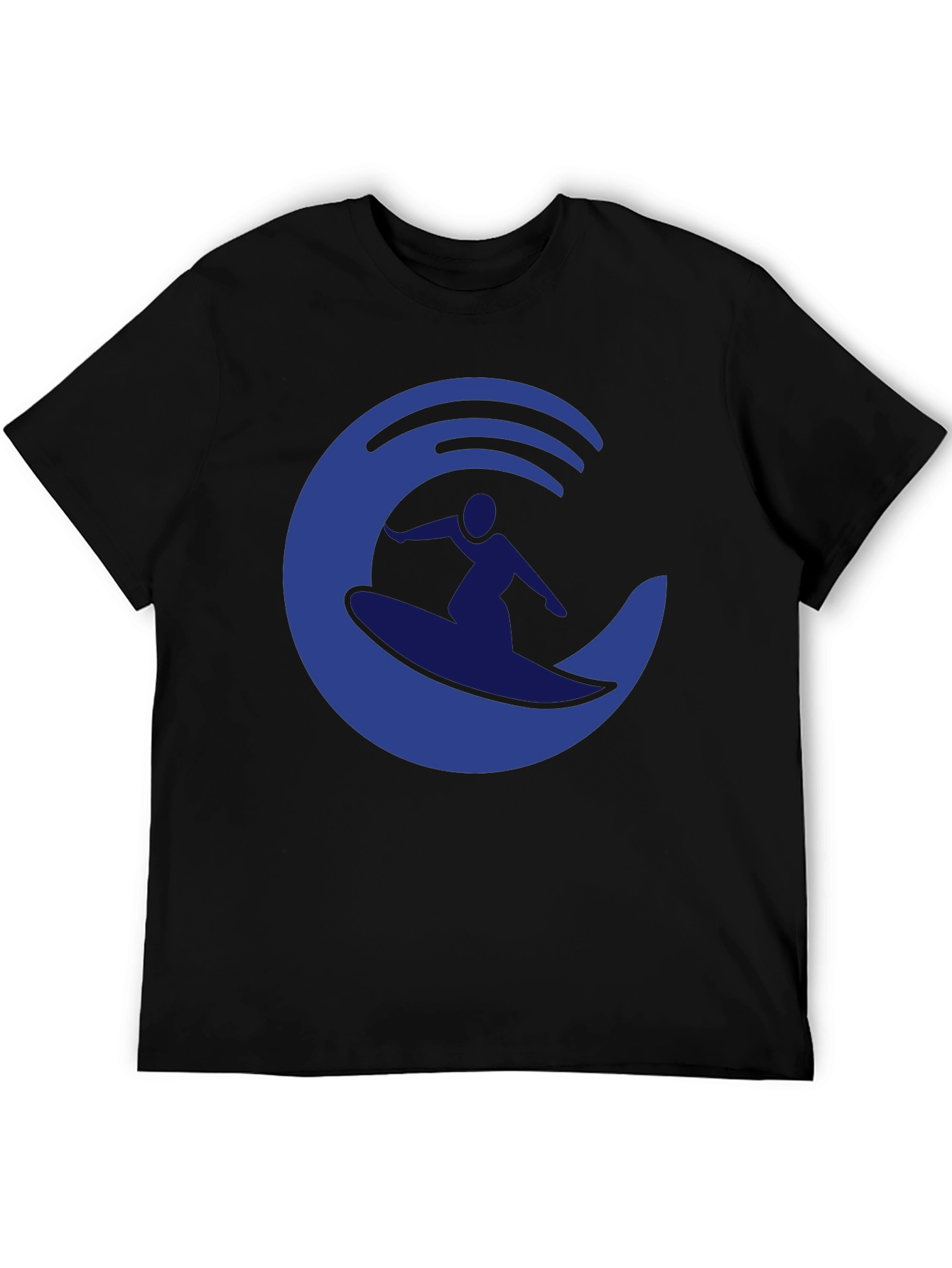 Surfer Wave Graphic Tee - Casual Black T-Shirt
