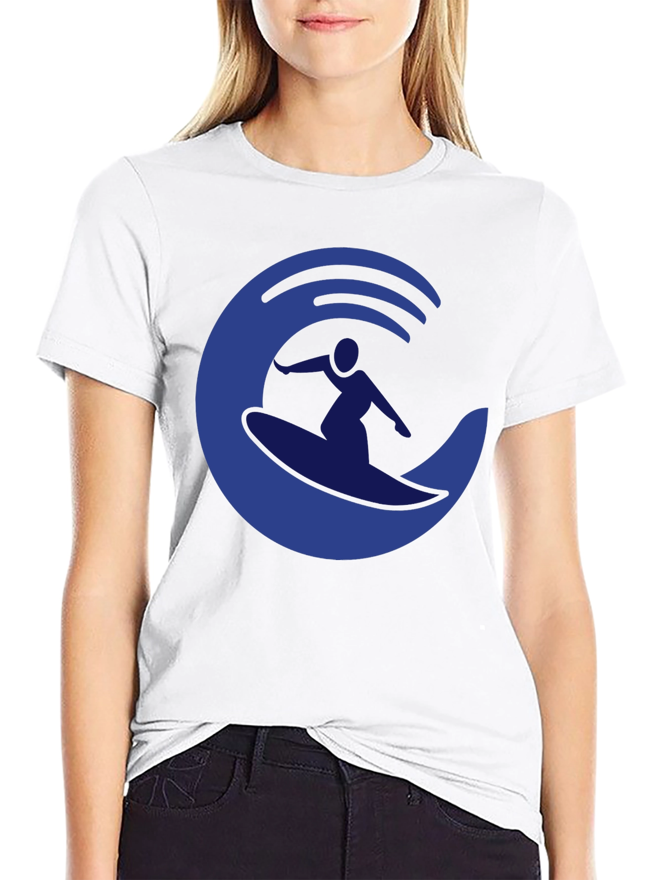 Surfer Wave Graphic Tee - Casual Black T-Shirt