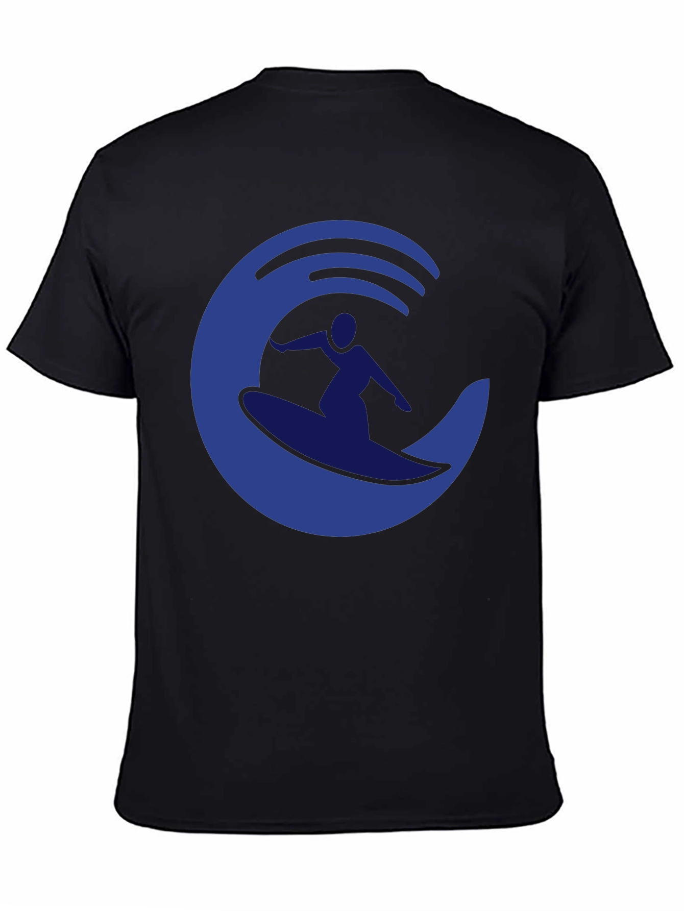 Surfer Wave Graphic Tee - Casual Black T-Shirt