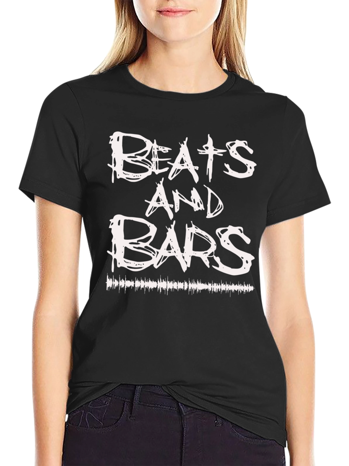 Beats and Bars Graphic Tee - Black Cotton T-Shirt