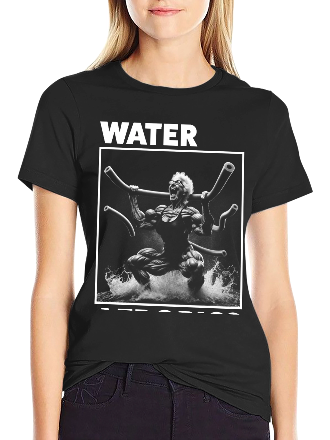 Water Aerobics Black T-Shirt