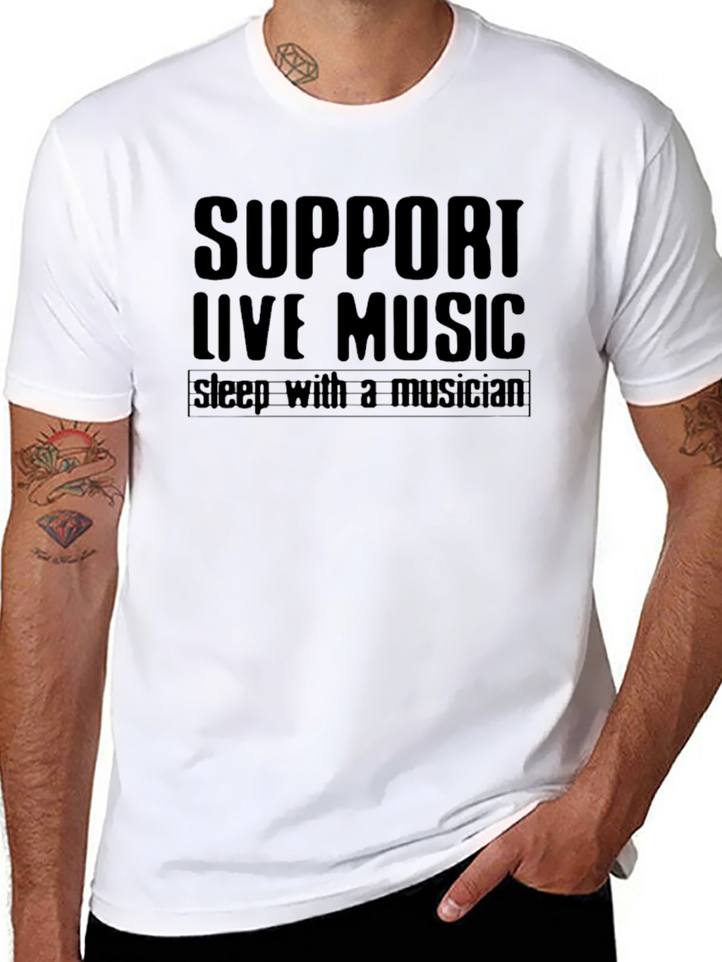 Support Live Music Black Graphic Tee
