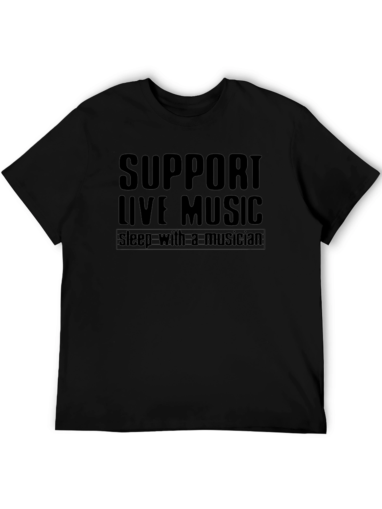 Support Live Music Black Graphic Tee