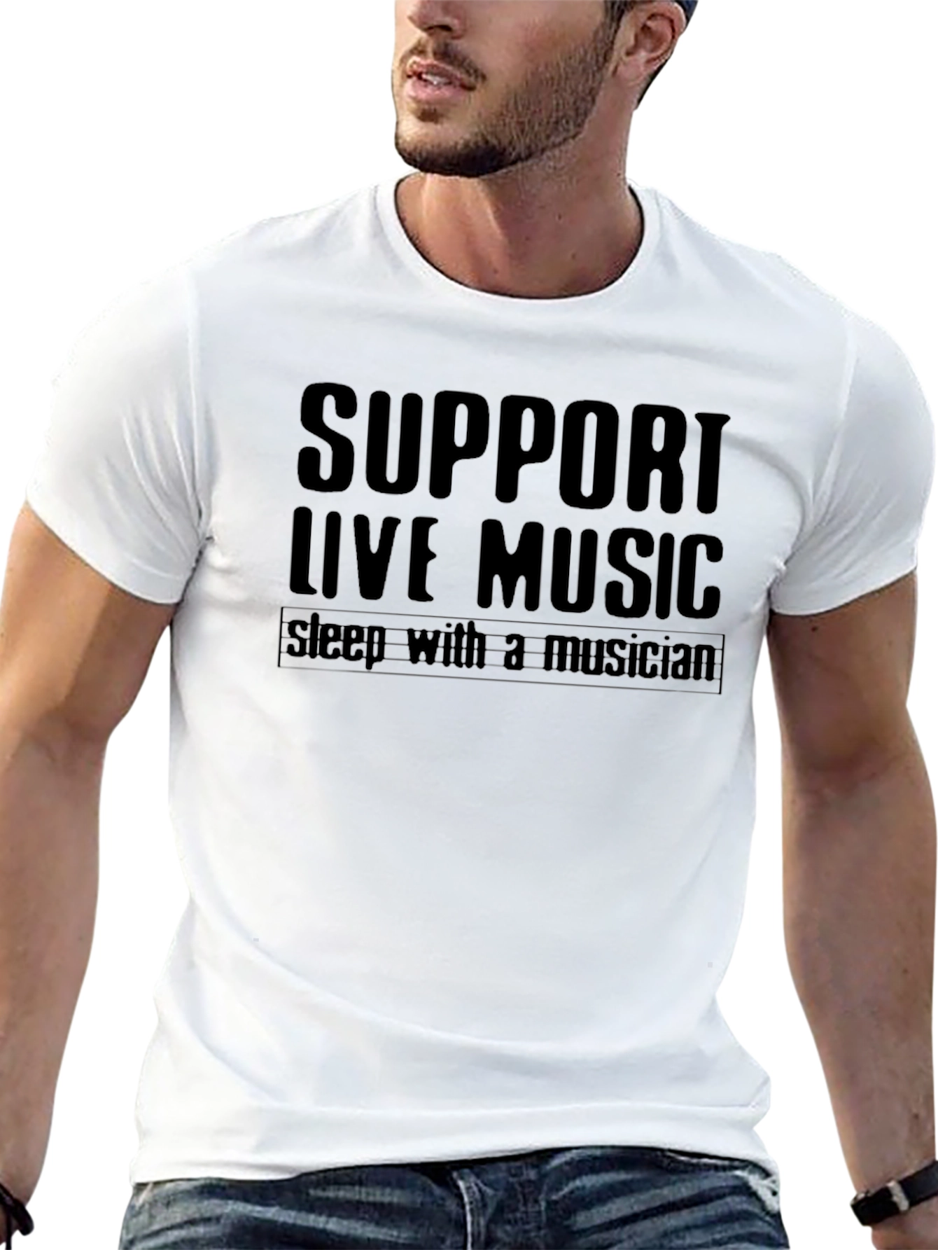 Support Live Music Black Graphic Tee