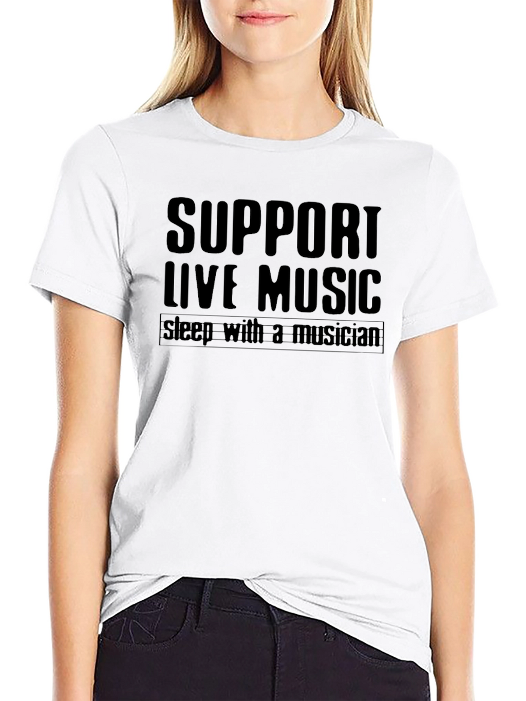 Support Live Music Black Graphic Tee
