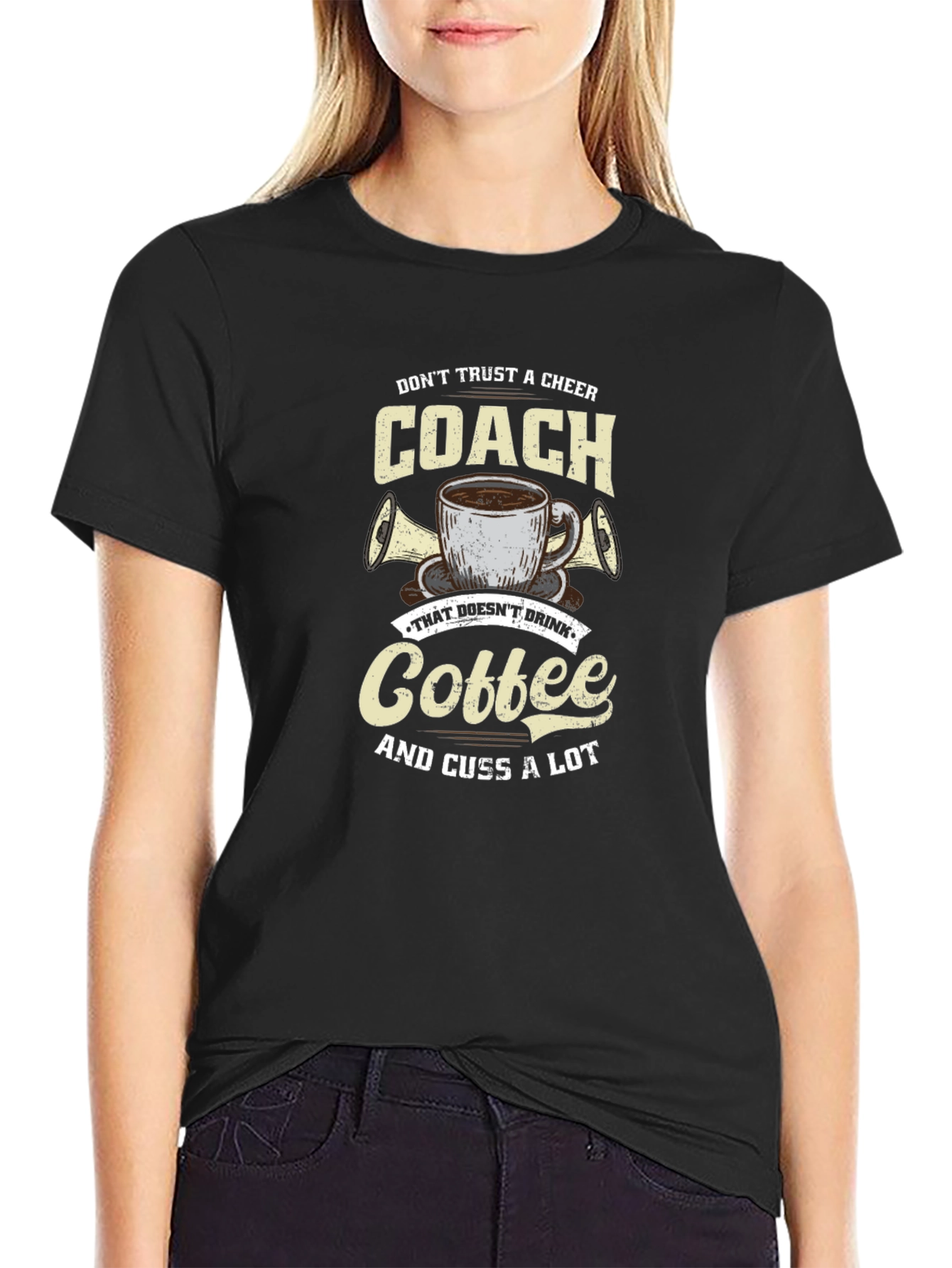 Cheer Coach Coffee Graphic T-Shirt