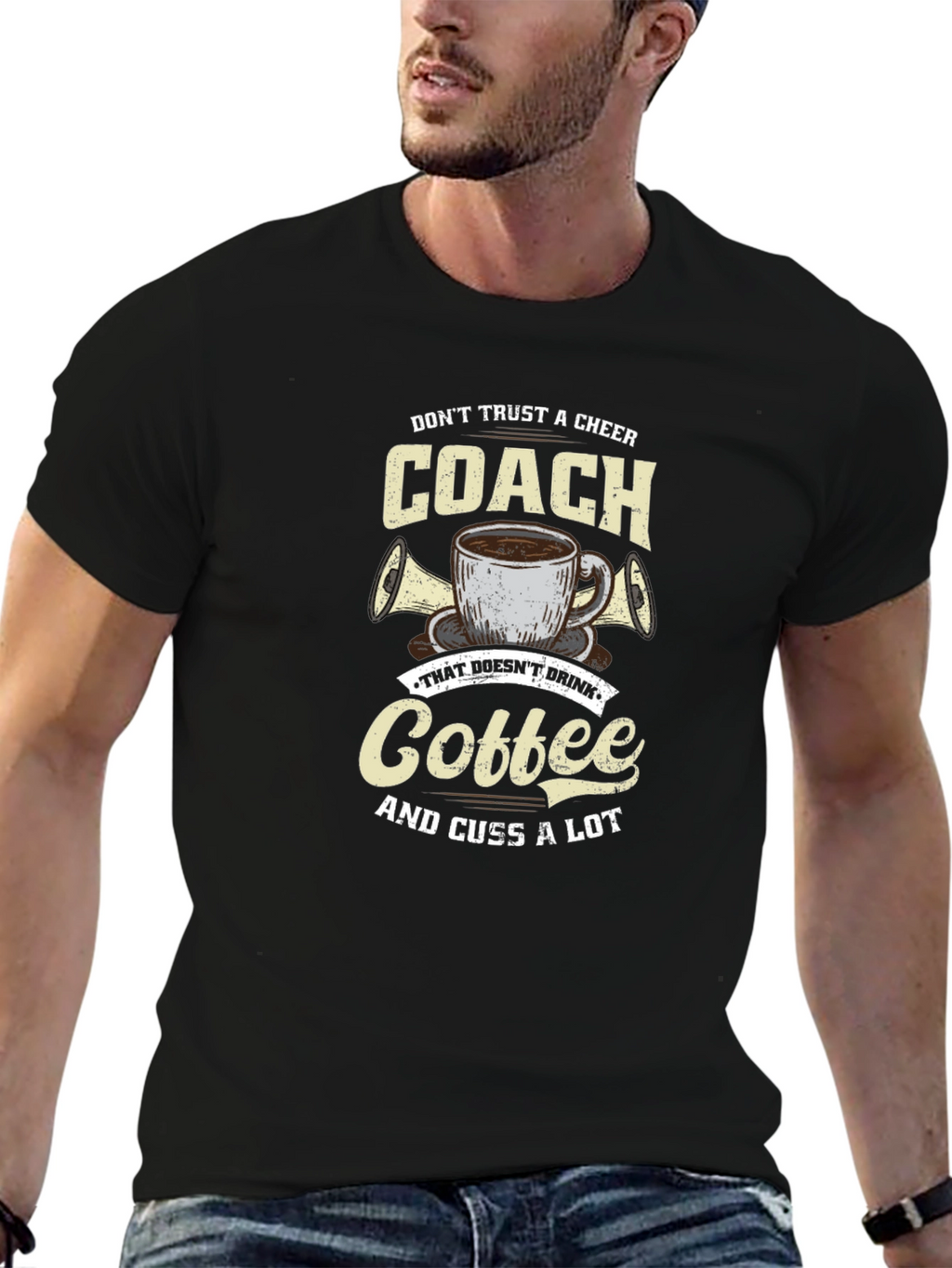 Cheer Coach Coffee Graphic T-Shirt