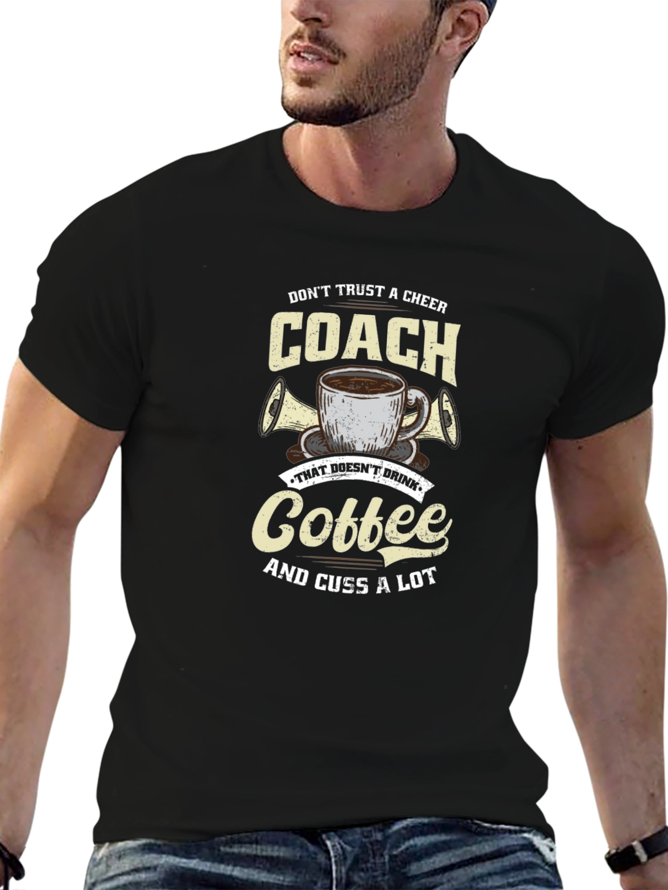 Cheer Coach Coffee Graphic T-Shirt