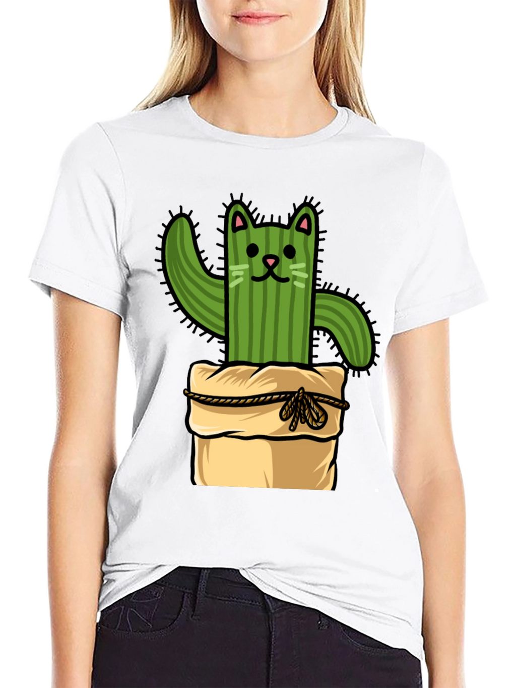 Cactus Cat T-Shirt - Whimsical Graphic Tee