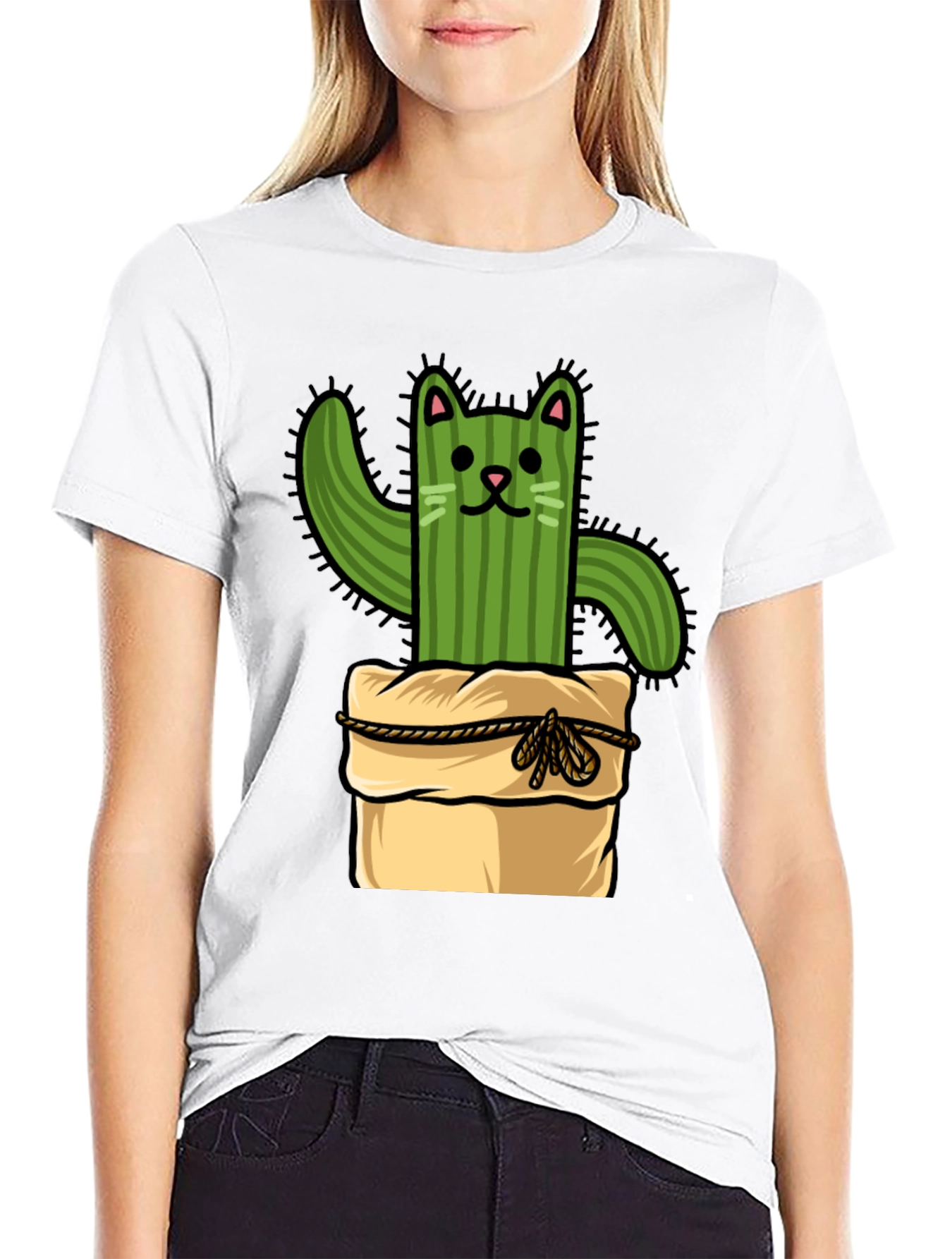Cactus Cat T-Shirt - Whimsical Graphic Tee