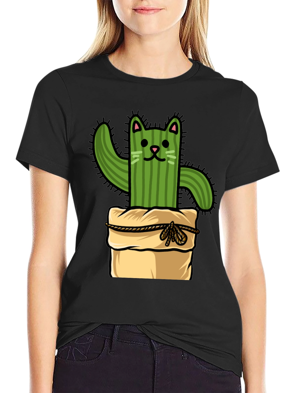 Cactus Cat T-Shirt - Whimsical Graphic Tee