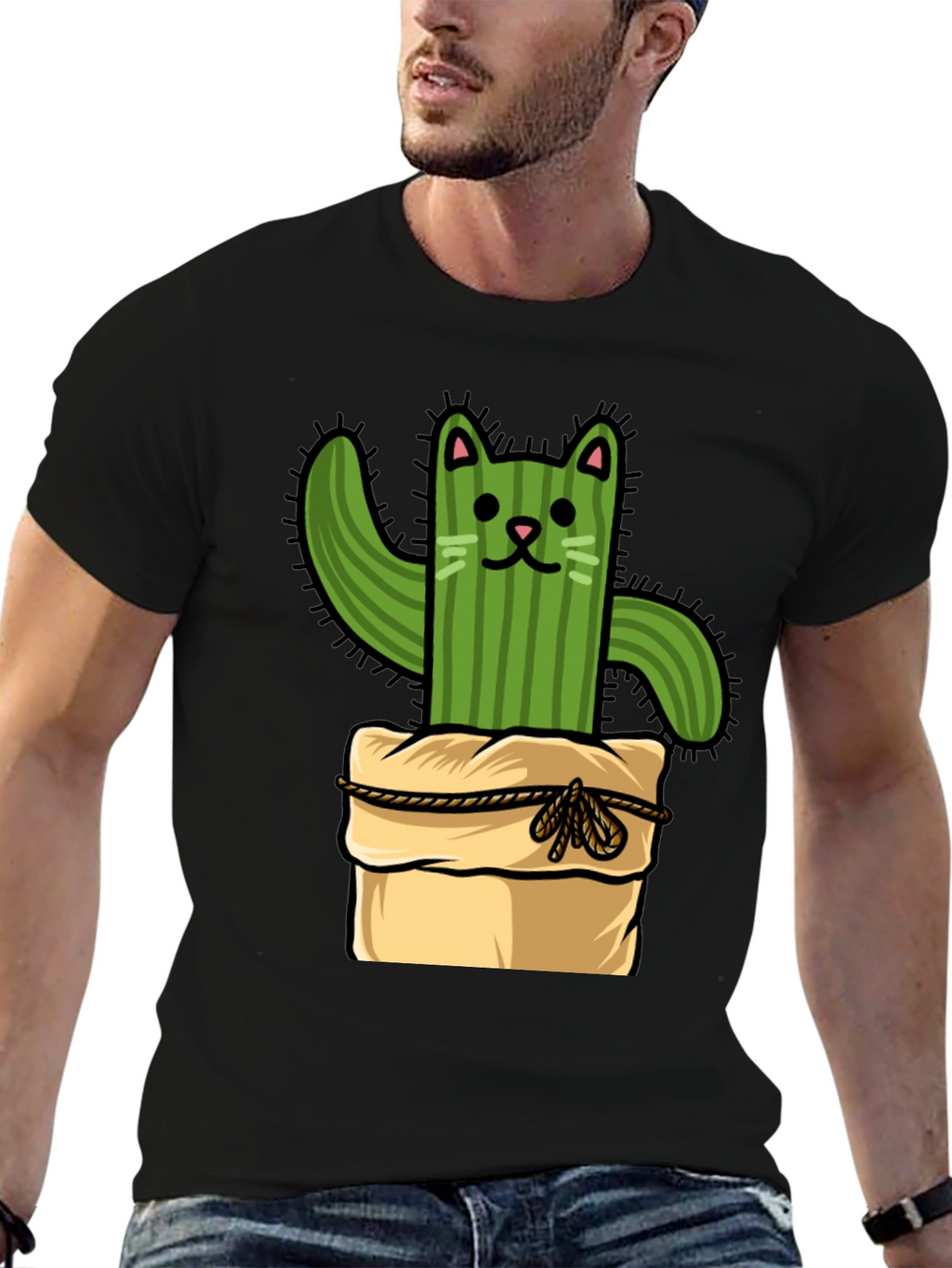 Cactus Cat T-Shirt - Whimsical Graphic Tee