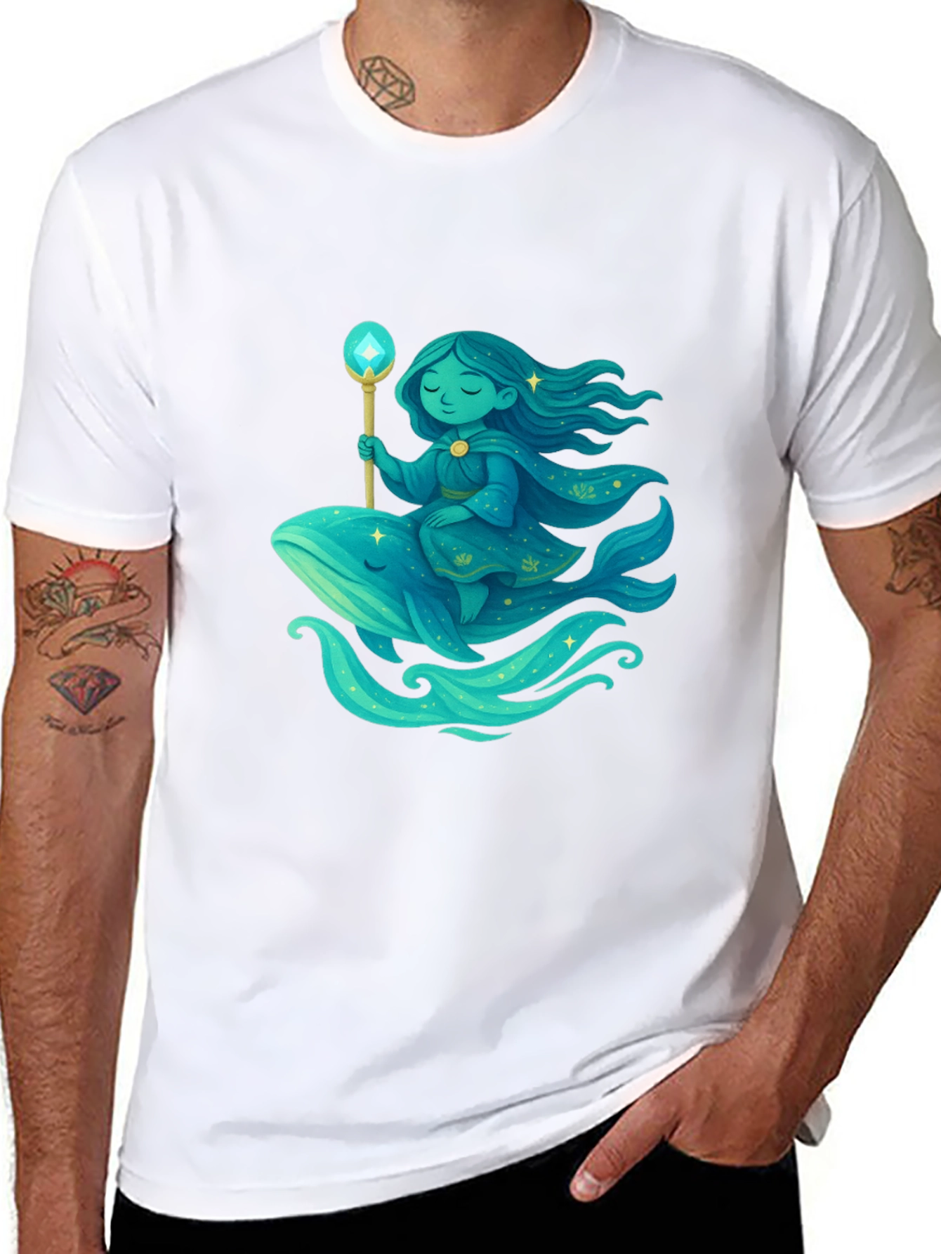 Whimsical Whale Rider Graphic Tee
