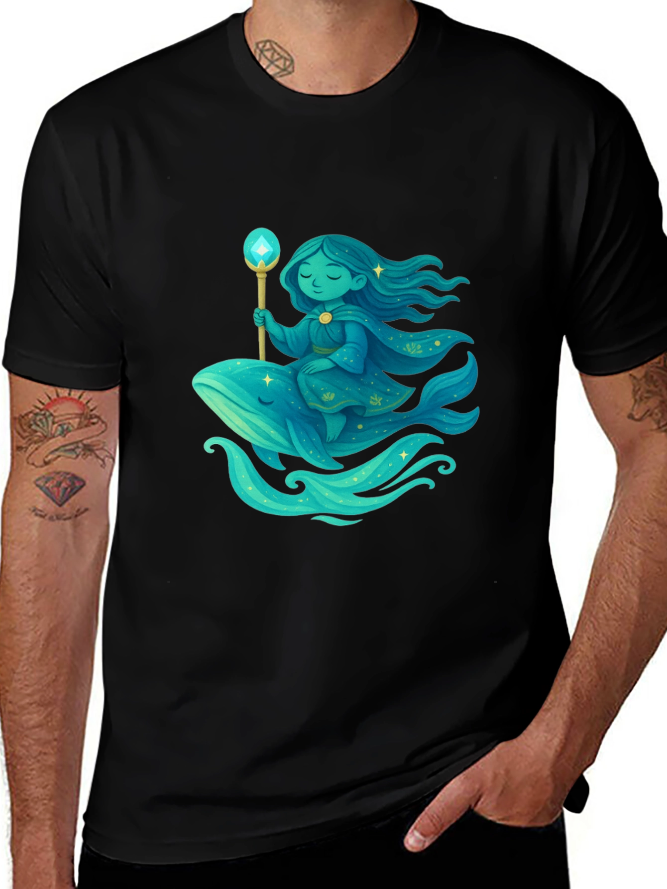Whimsical Whale Rider Graphic Tee