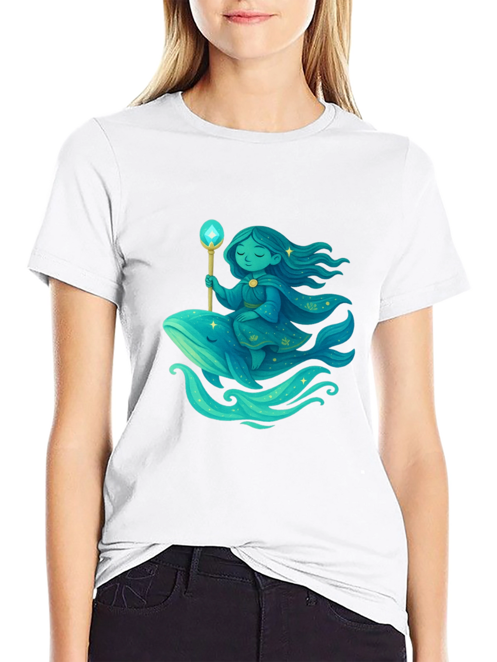 Whimsical Whale Rider Graphic Tee