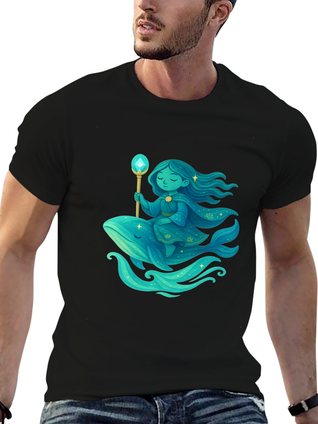 Whimsical Whale Rider Graphic Tee