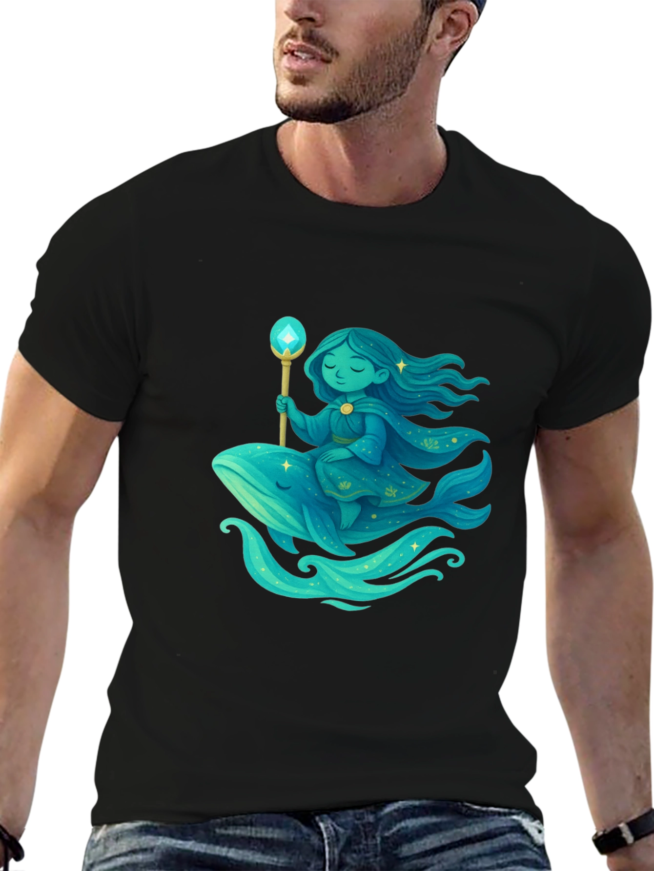 Whimsical Whale Rider Graphic Tee