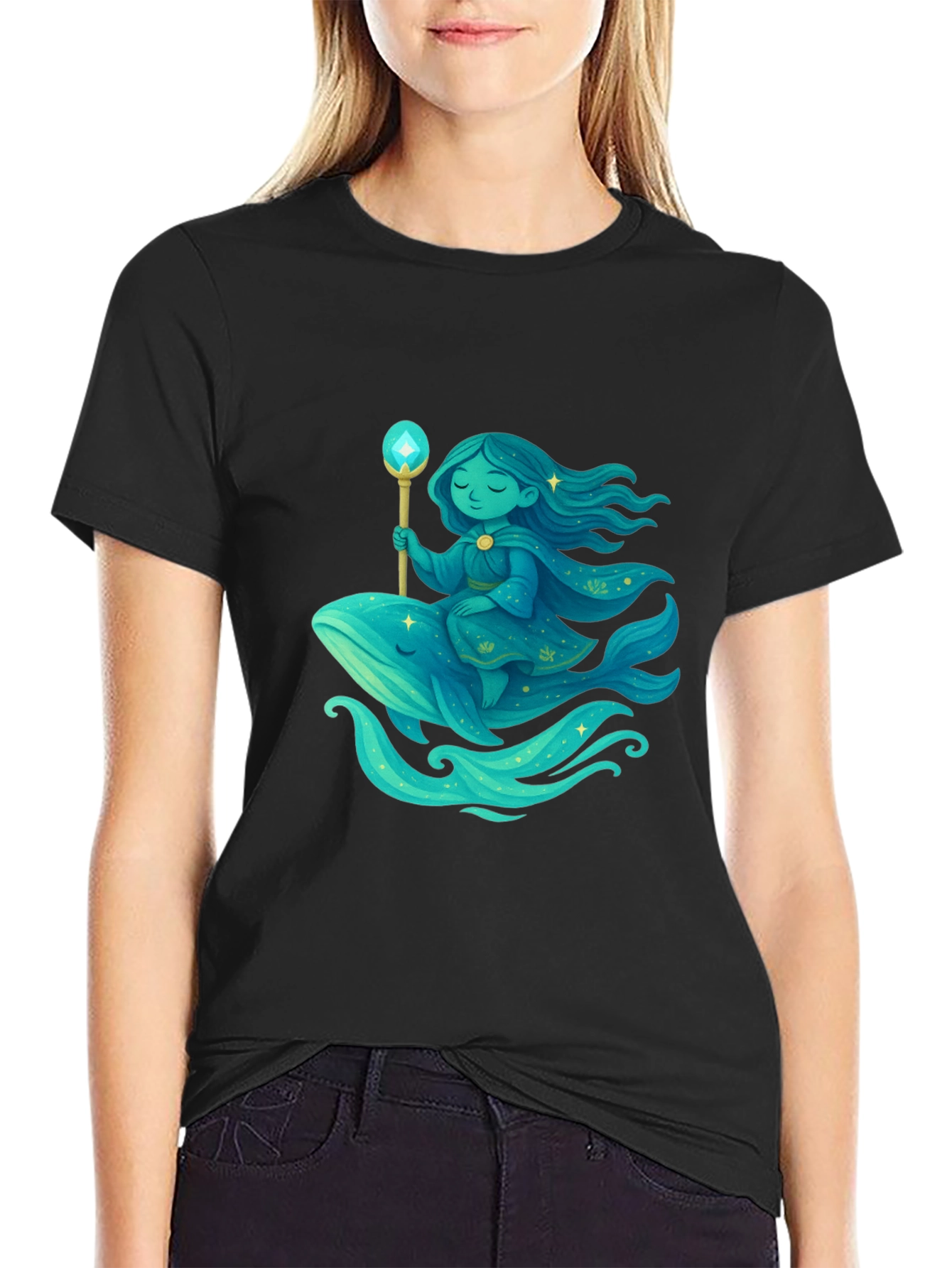 Whimsical Whale Rider Graphic Tee