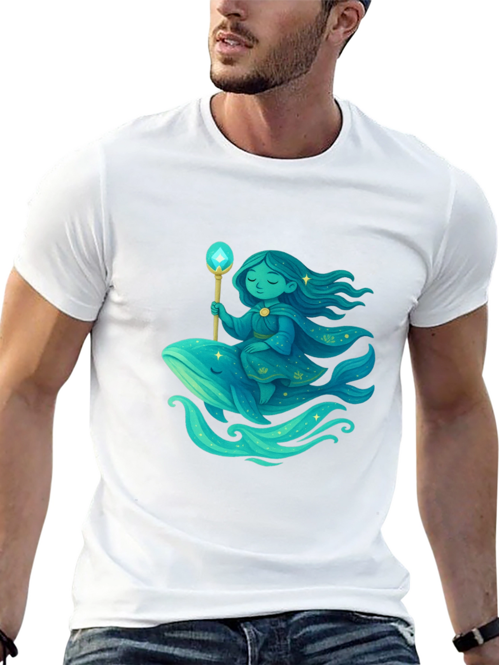 Whimsical Whale Rider Graphic Tee