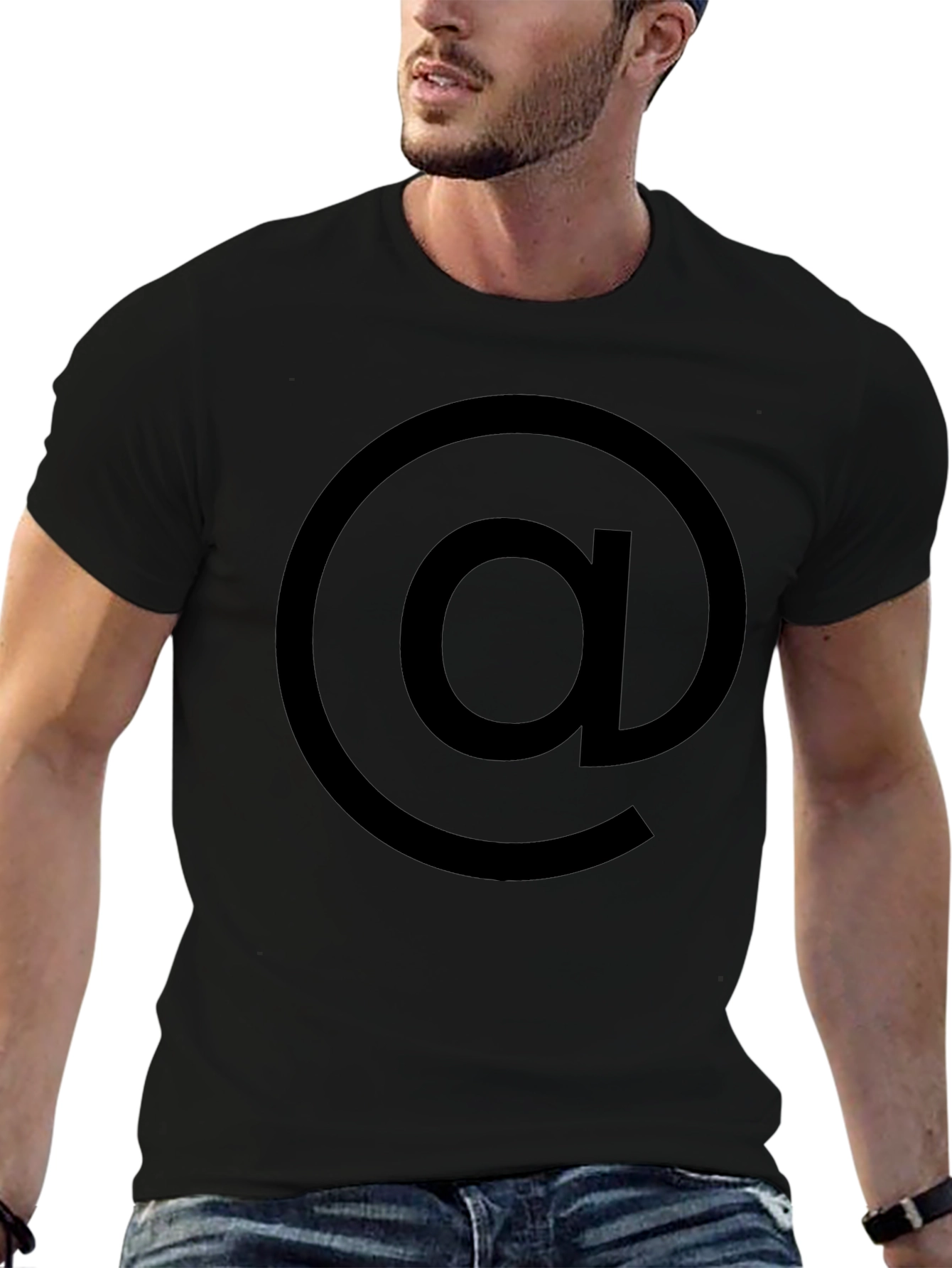 Mens Black T-Shirt with Black @ Symbol