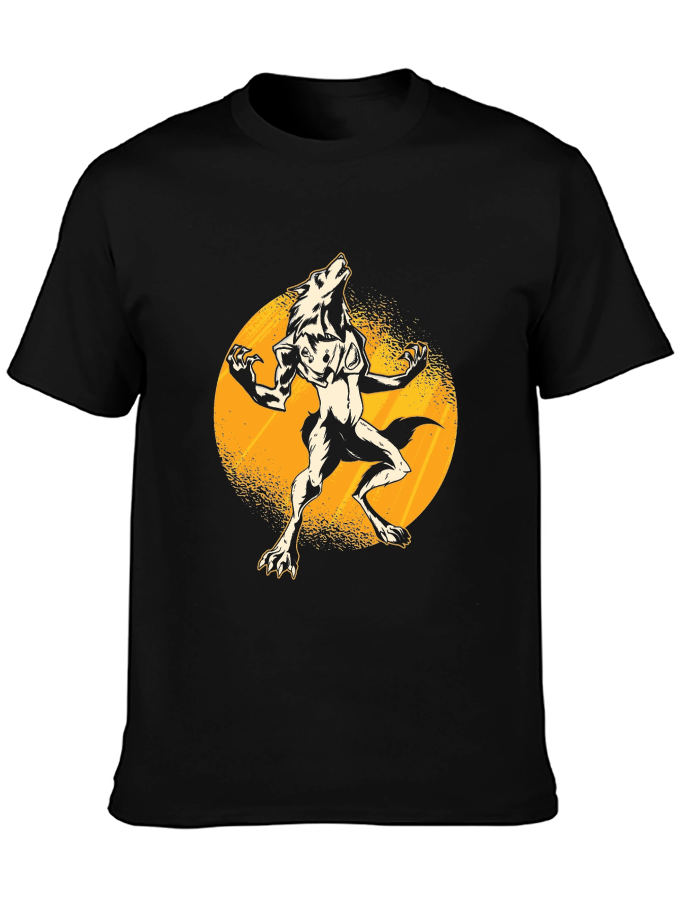 Werewolf Moon Graphic Tee - Black Cotton T-Shirt