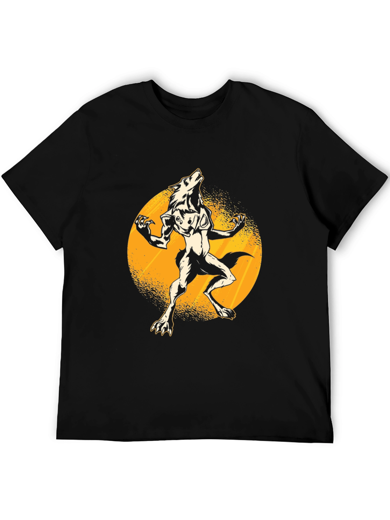 Werewolf Moon Graphic Tee - Black Cotton T-Shirt