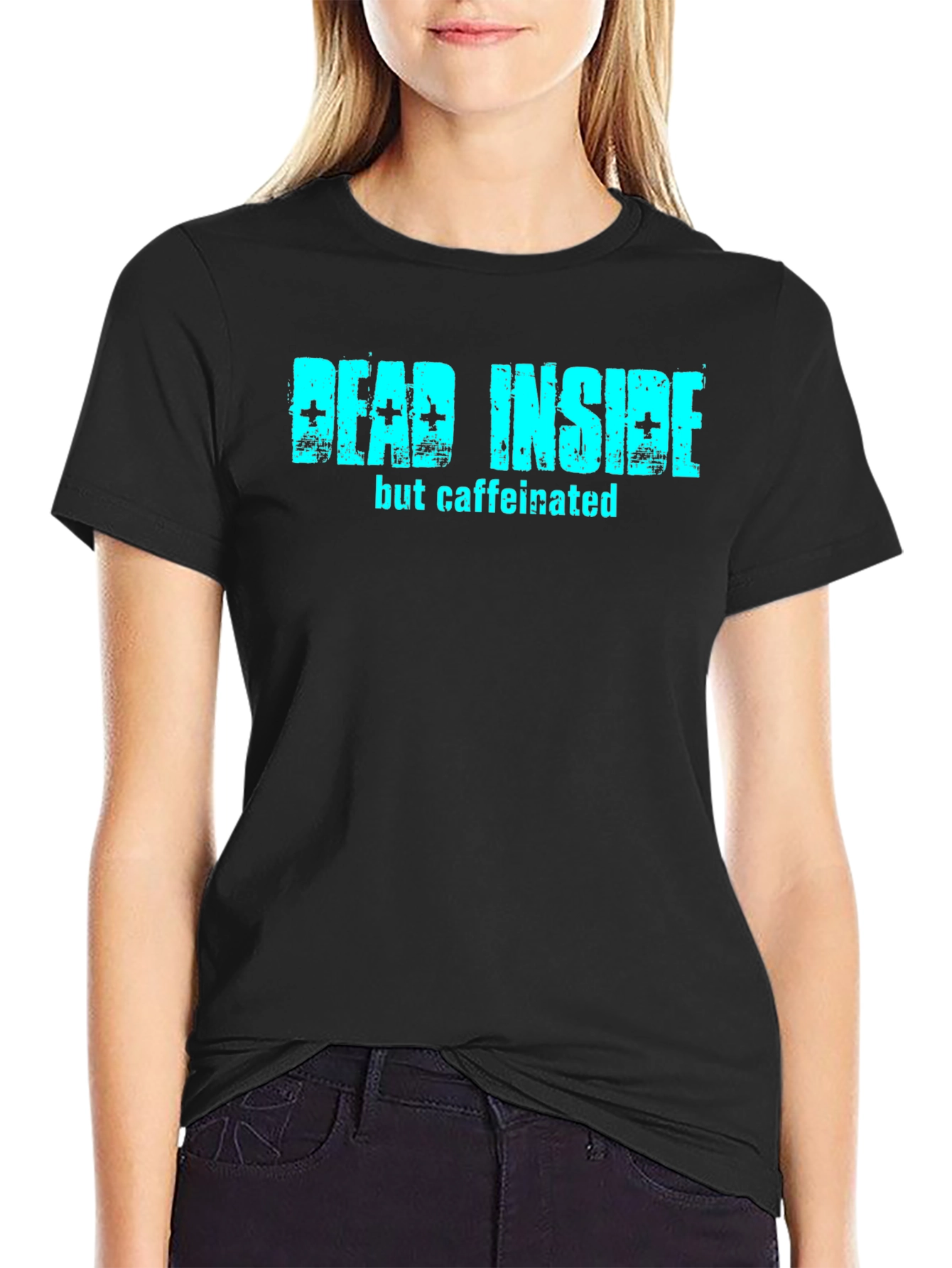 Dead Inside But Caffeinated Black T-Shirt