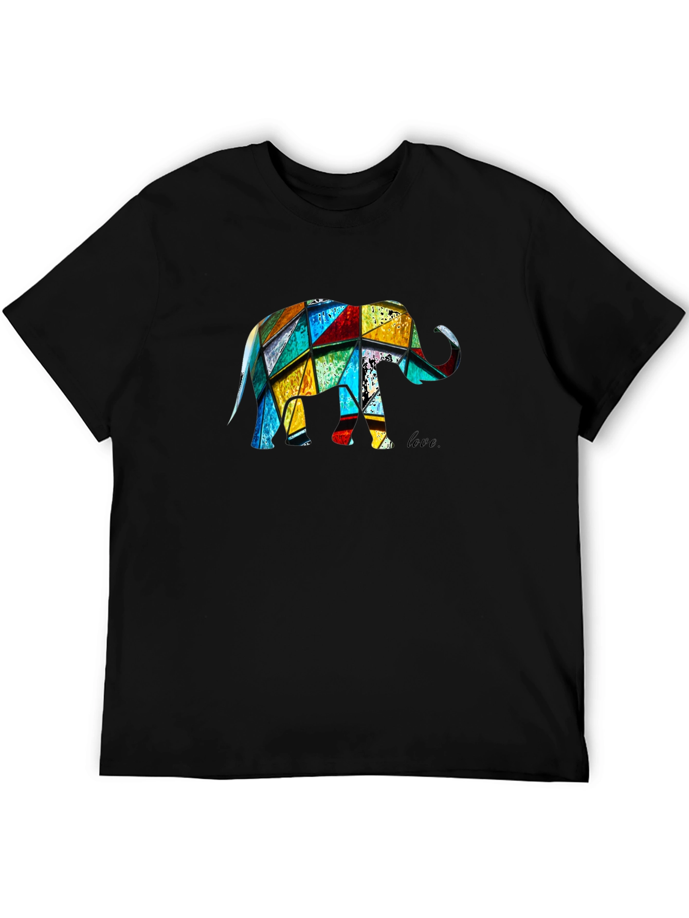 Geometric Elephant Graphic Black T-Shirt
