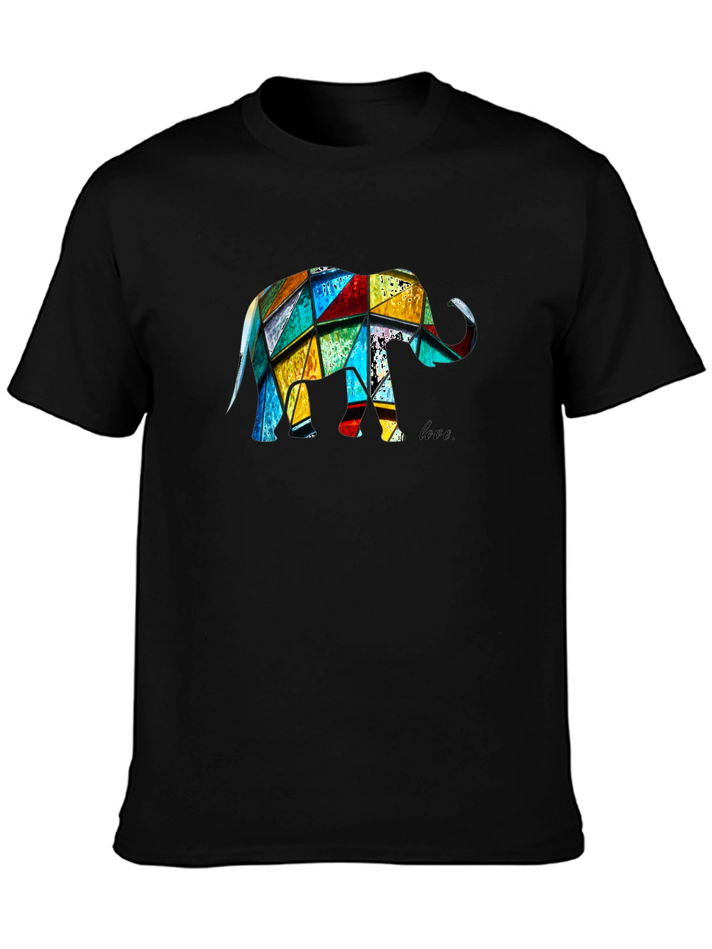 Geometric Elephant Graphic Black T-Shirt