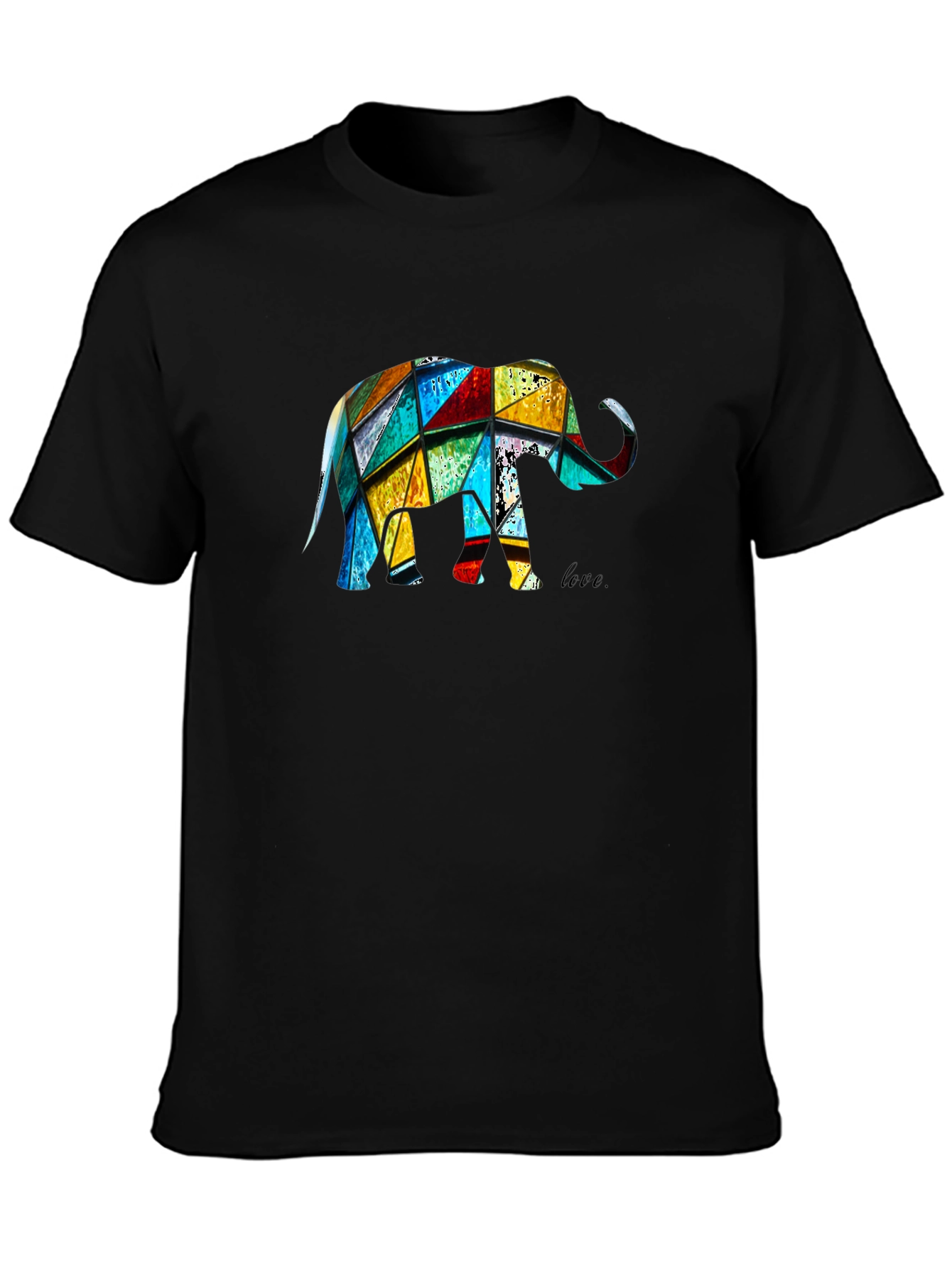 Geometric Elephant Graphic Black T-Shirt