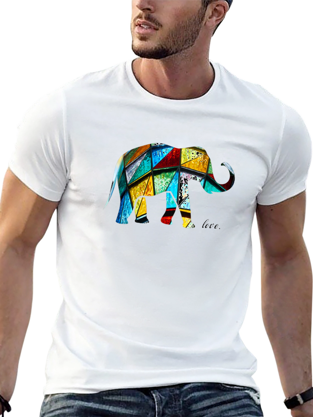 Geometric Elephant Graphic Black T-Shirt