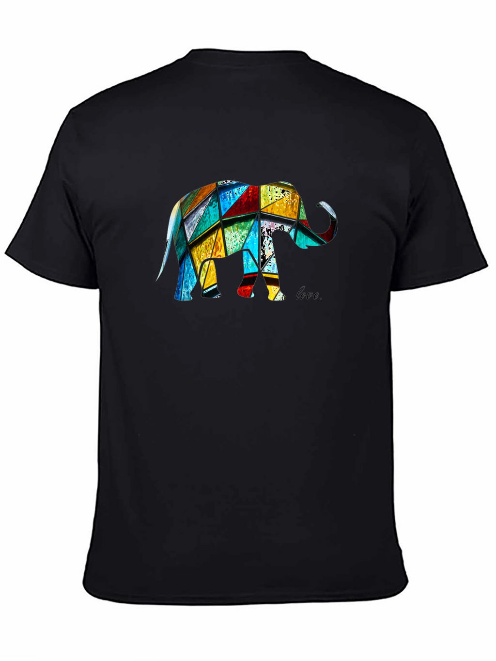 Geometric Elephant Graphic Black T-Shirt