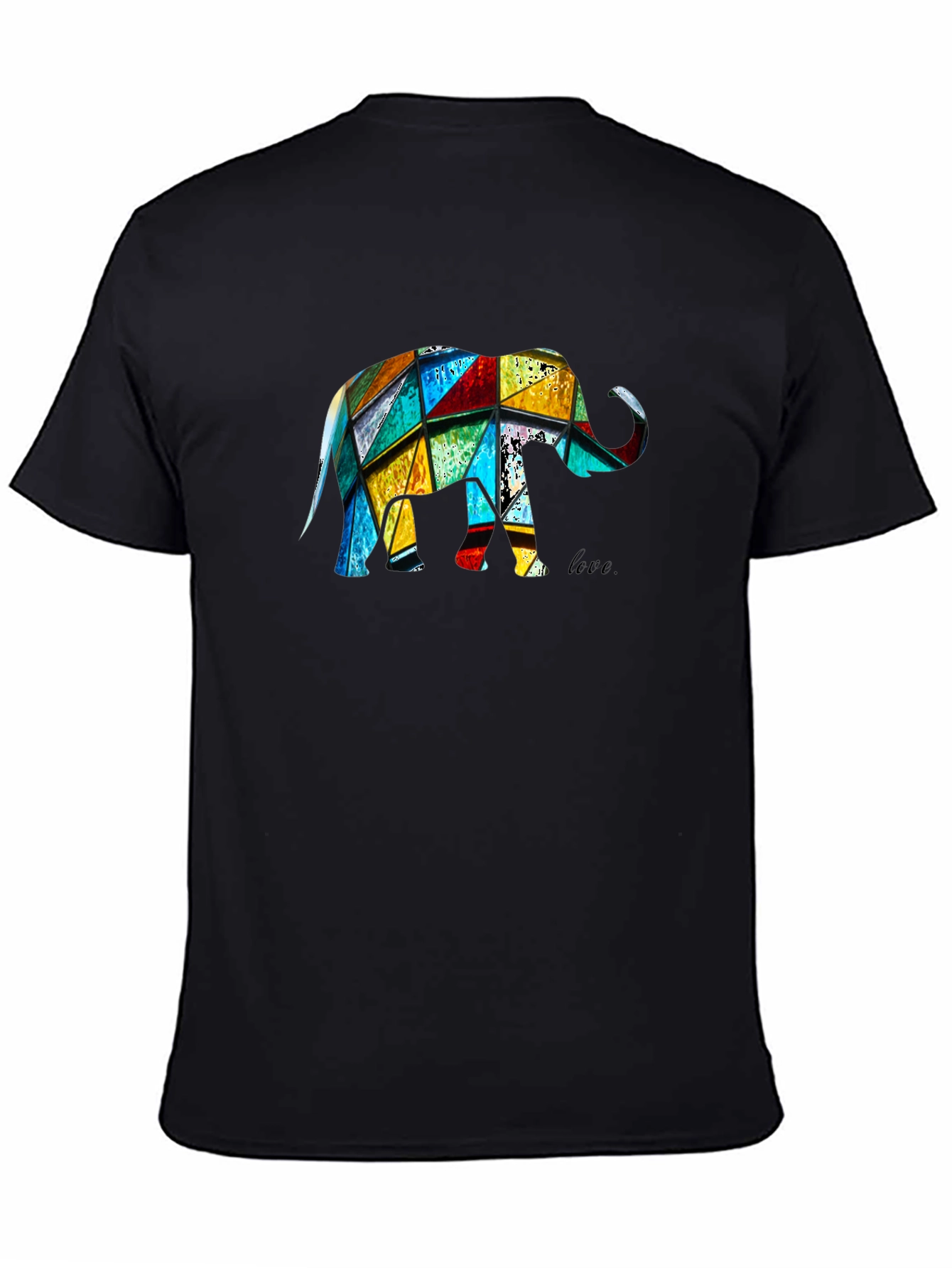 Geometric Elephant Graphic Black T-Shirt