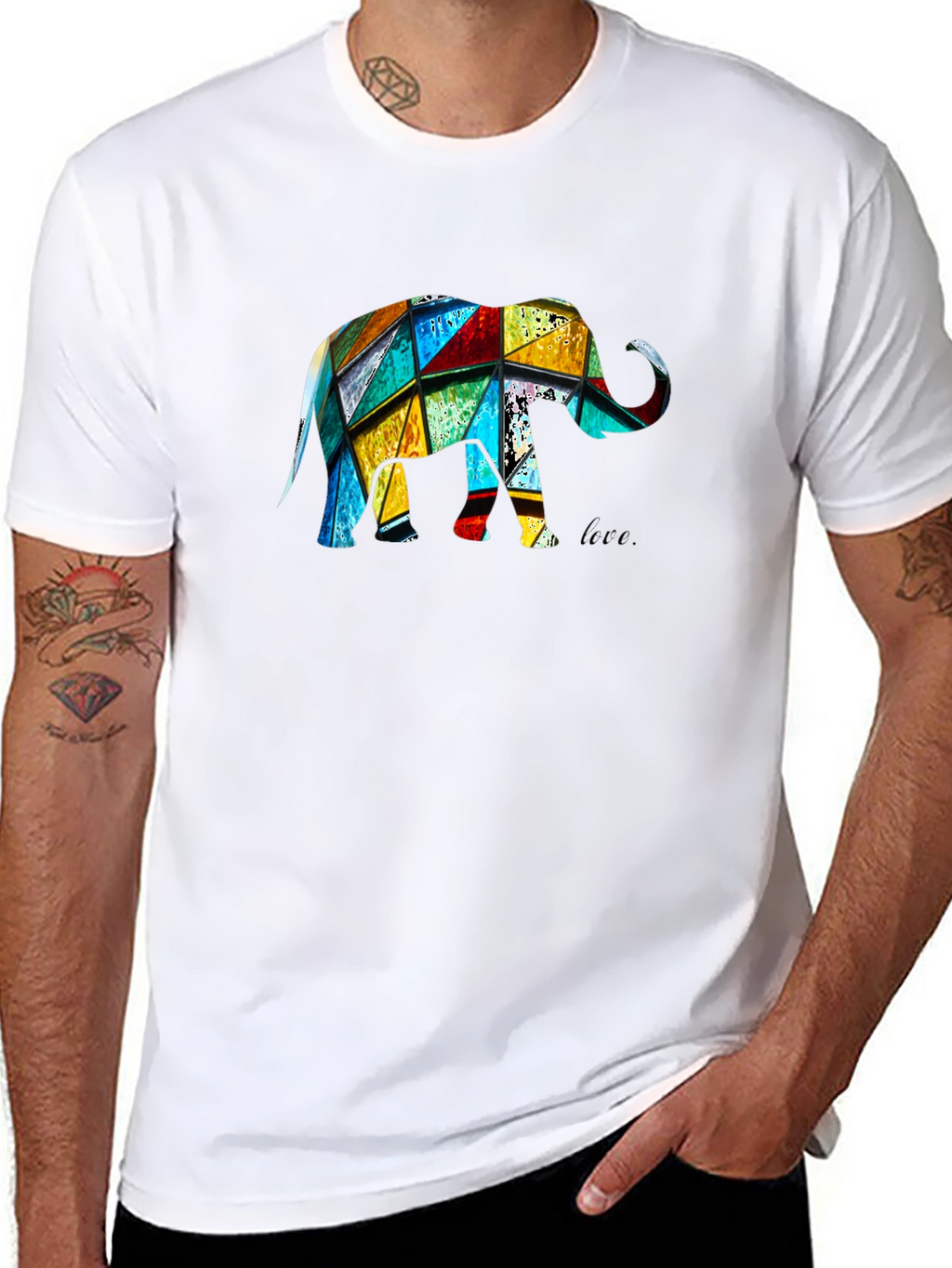 Geometric Elephant Graphic Black T-Shirt