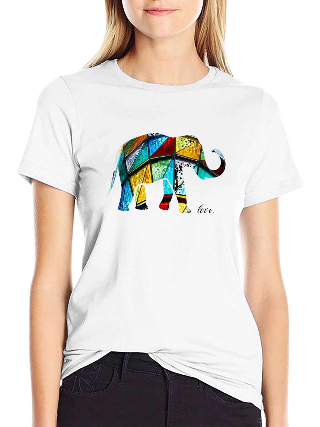 Geometric Elephant Graphic Black T-Shirt