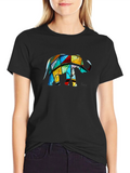 Geometric Elephant Graphic Black T-Shirt