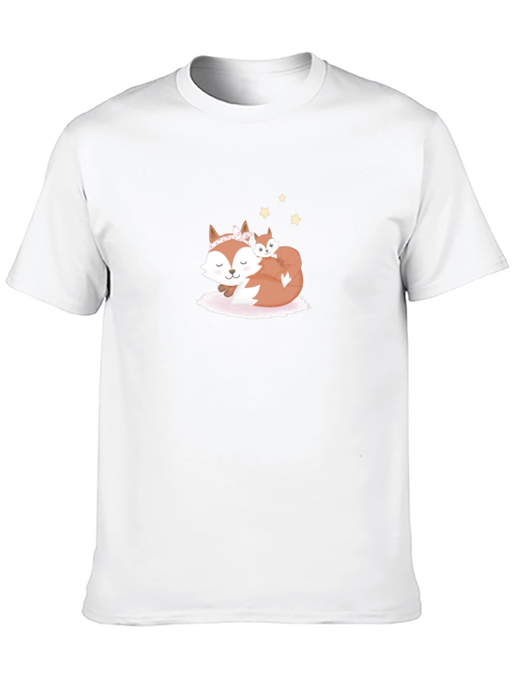 Cute Fox Mom & Baby Black T-Shirt