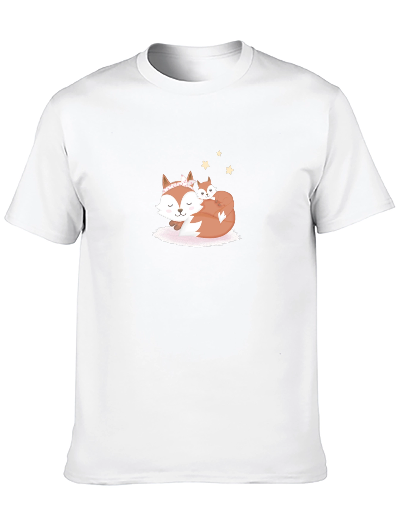 Cute Fox Mom & Baby Black T-Shirt