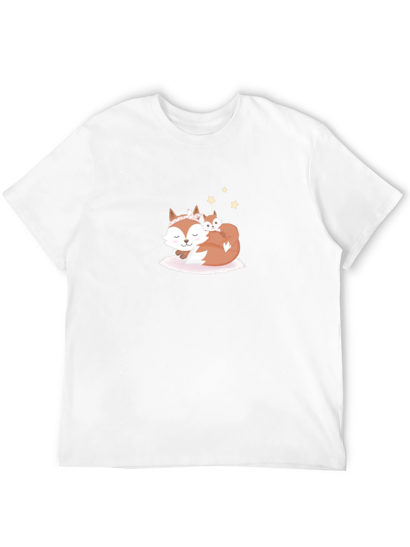 Cute Fox Mom & Baby Black T-Shirt