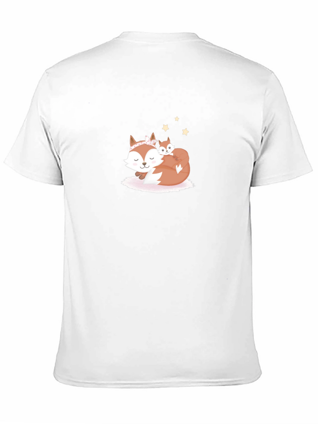 Cute Fox Mom & Baby Black T-Shirt