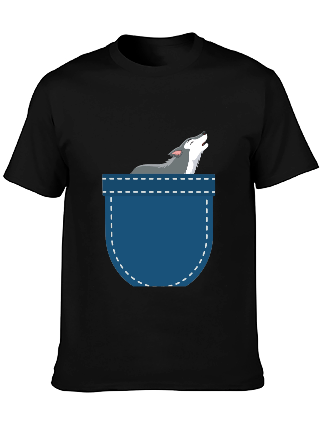 Wolf Pocket Graphic Tee - Black Casual Shirt
