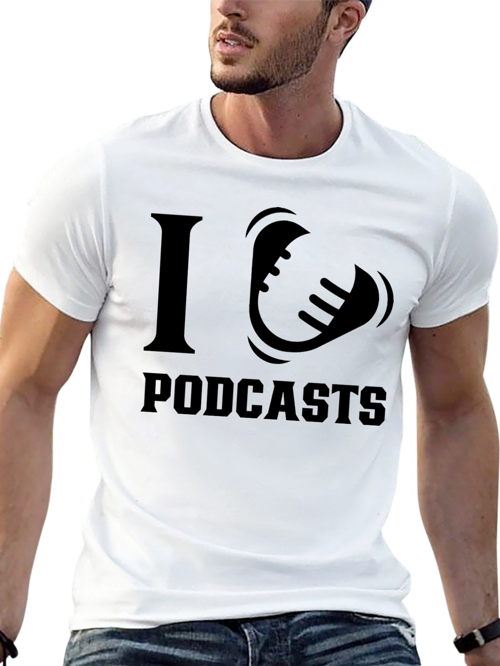 I Love Podcasts Graphic T-Shirt - Black
