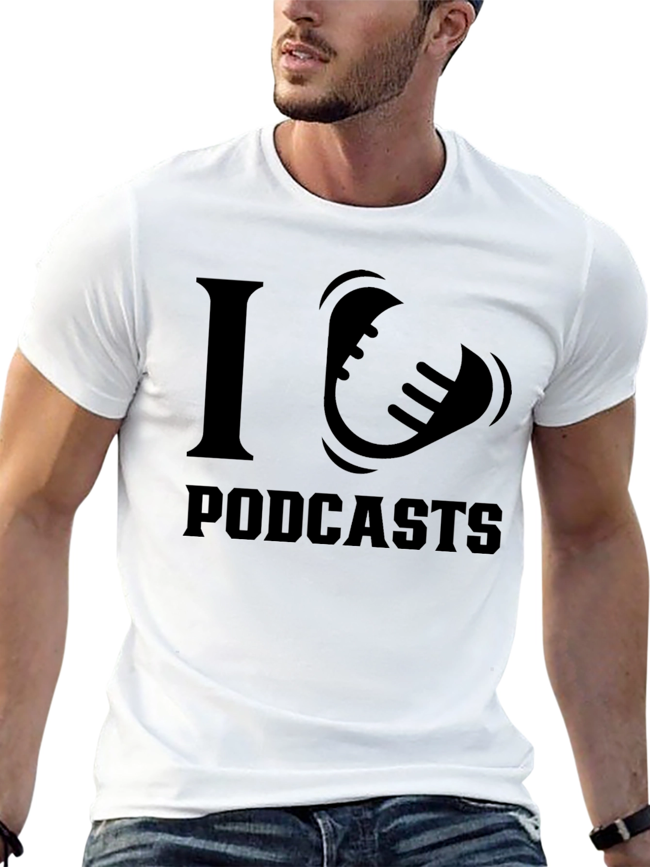 I Love Podcasts Graphic T-Shirt - Black