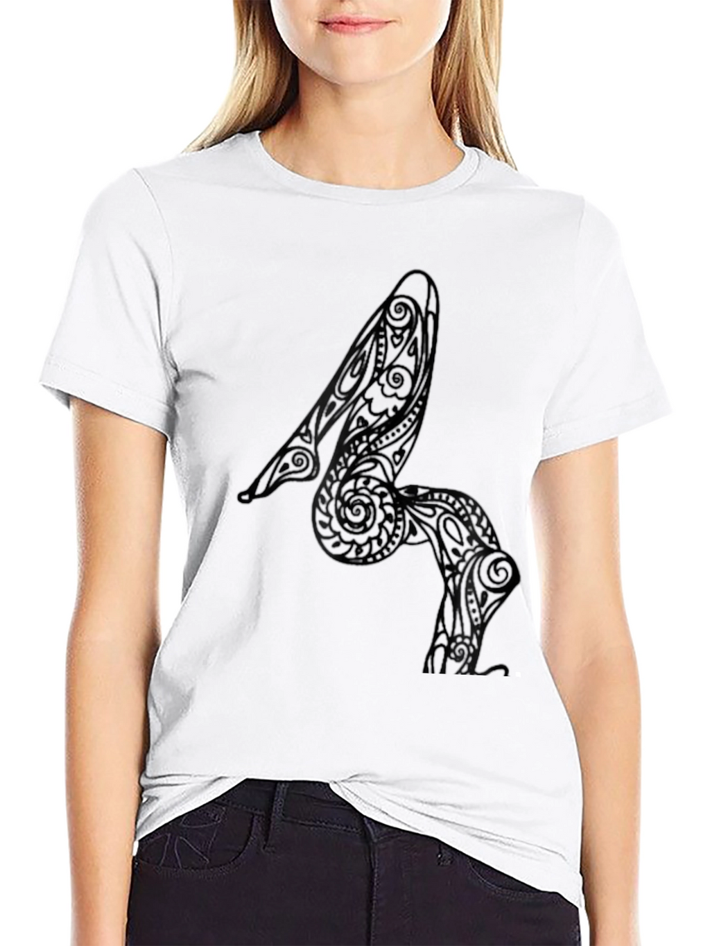 Tribal Heel Art Mens Black T-Shirt